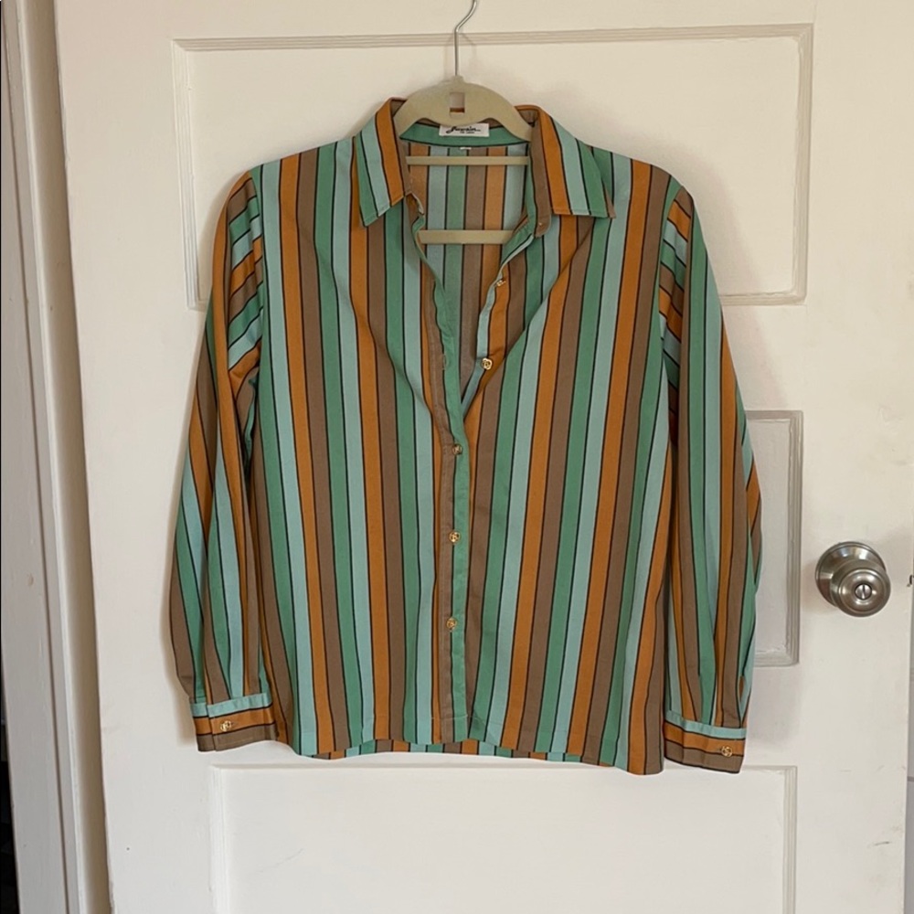 Vintage 70s button down blouse striped